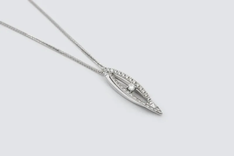 9ct White Gold Diamond Jewellery Set – 0.75ct Necklace & 0.50ct Earrings