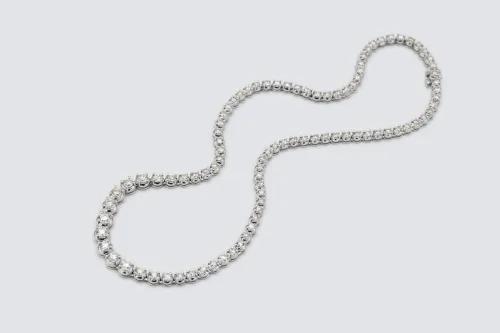 9ct White Gold Diamond Tennis Necklace 10.77ct Graduated Brilliant Cut