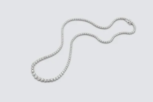 9ct White Gold Diamond Tennis Necklace 4.00ct Graduated Brilliant Cut