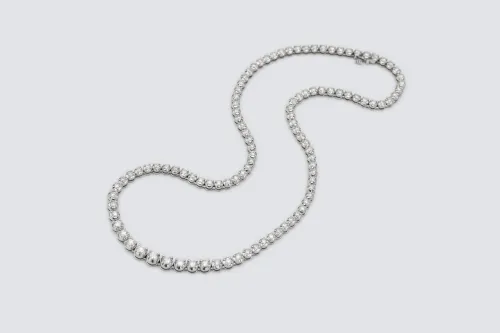 9ct White Gold Diamond Tennis Necklace 6.27ct Graduated Brilliant Cut