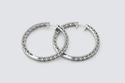 9ct White Gold Large Diamond Hoop Earrings 6.00ct