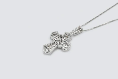 9ct White Gold Diamond Cross Pendant Necklace 1.25ct