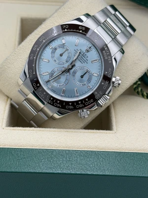 Rolex Daytona 40mm, 116506 platinum ice blue baguette dial  2019