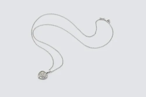 9ct White Gold Diamond Heart Pendant Necklace 0.40ct