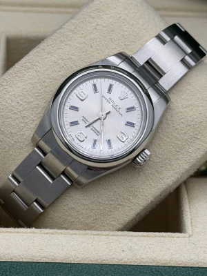 Rolex Oyster Perpetual 26mm 176200 silver baton dial 2009