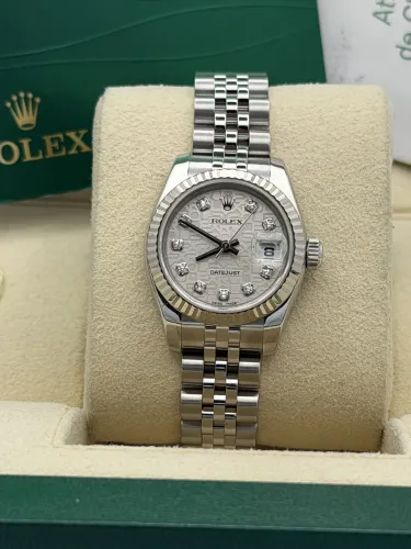 Rolex Datejust 26mm 179174, silver jubilee dial, fluted bezel, jubilee, 2006