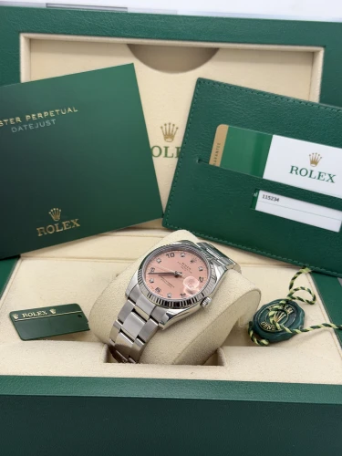 Rolex Datejust 34mm, 115234, pink diamond dot dial, oyster bracelet, 2017