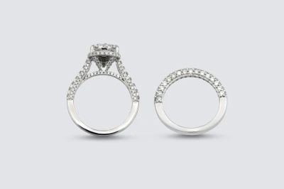 9ct White Gold Diamond Engagement Ring & Wedding Band Set 2.30ct