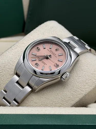 Rolex Oyster Perpetual 26mm Pink Baton Dial Oyster Bracelet 176200 2013