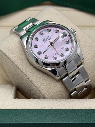 Rolex Datejust 31mm 178240 smooth bezel, oyster bracelet, aftermarket pink MOP dial, 2016