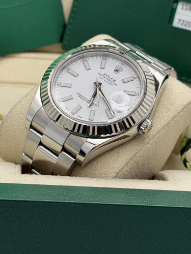 Rolex Datejust 2 41mm 116234 white baton dial, oyster bracelet 2015