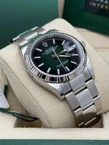 Rolex Datejust 36mm 126234 green ombré dial, fluted, oyster, 2026 unworn