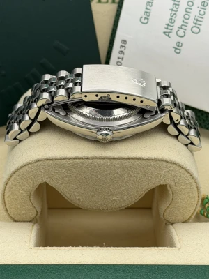 Rolex Datejust 36 16220 white roman, engine turned bezel, oyster bracelet, 2004