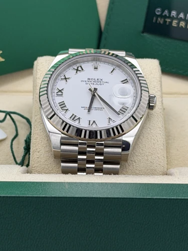 Rolex Datejust 41mm 126334 white roman dial, fluted, jubilee bracelet, 2024 unworn