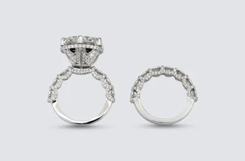 9ct White Gold Diamond Engagement Ring & Wedding Band Set