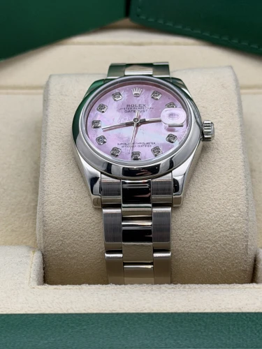 Rolex Datejust 31mm 178240 smooth bezel, oyster bracelet, aftermarket pink MOP dial, 2016