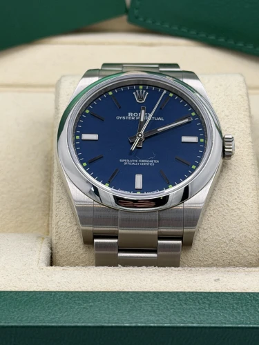 Rolex Oyster Perpetual 39mm 114300 blue dial, oyster bracelet, 2018