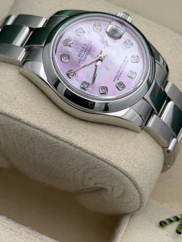 Rolex Datejust 31mm 178240 smooth bezel, oyster bracelet, aftermarket pink MOP dial, 2016