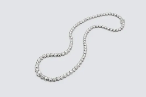 9ct White Gold Diamond Tennis Necklace 18.41ct Graduated Brilliant Cut