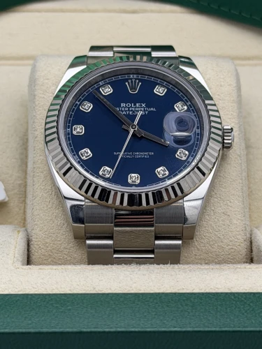 Rolex Datejust 4mm 126334 blue dia dial, fluted, oyster bracelet, 2021
