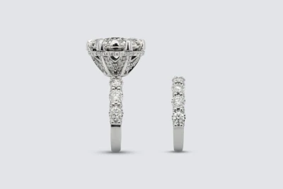 9ct White Gold Diamond Engagement Ring & Wedding Band Set