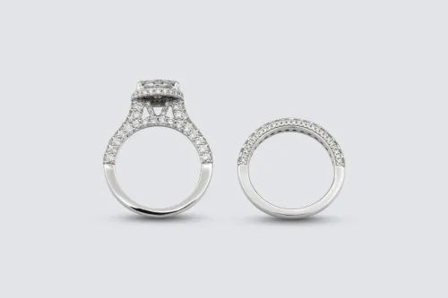 9ct White Gold Diamond Engagement Ring & Wedding Band Set Brilliant Cut H/Si Prong Set