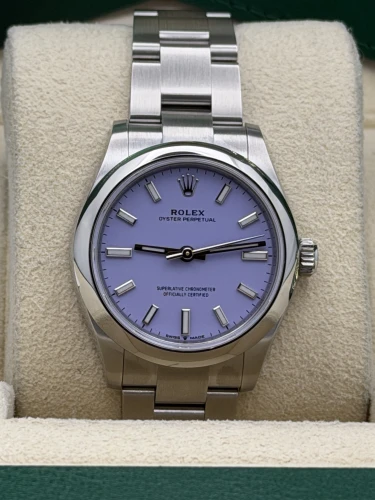 Rolex Oyster Perpetual 31mm, 277200, lavender dial, oyster bracelet, 2025