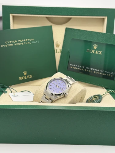 Rolex Oyster Perpetual 31mm, 277200, lavender dial, oyster bracelet, 2025