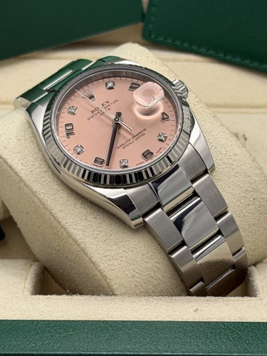 Rolex Datejust 34mm, 115234, pink diamond dot dial, oyster bracelet, 2017